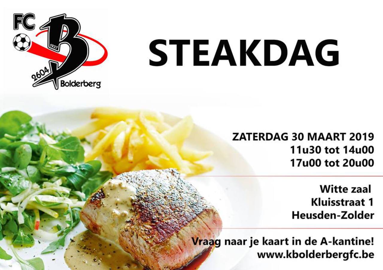 K. Bolderberg FC organiseert steakdag zaterdag 30 maart 
