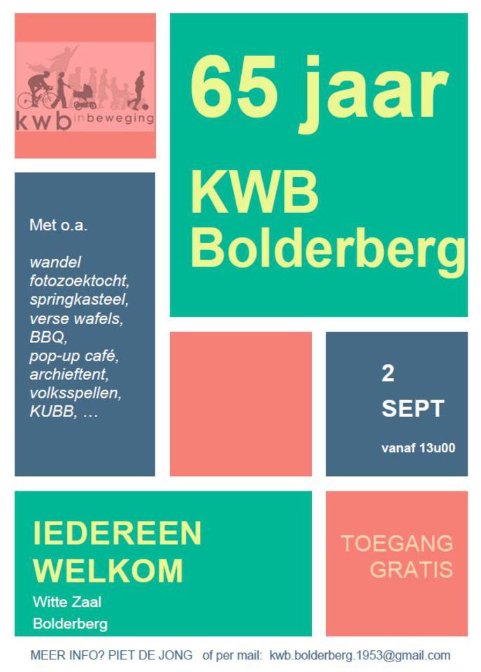 KWB viert zondag 2 september haar 65 jarig bestaan